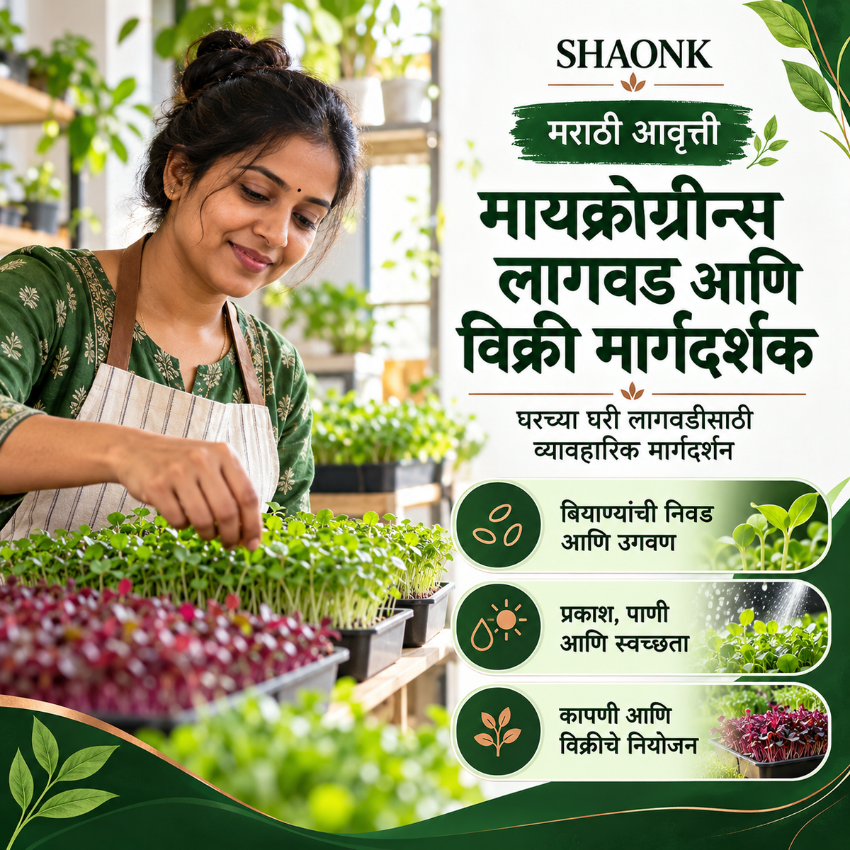 Marathi ebook: Microgreens growing and selling — seed selection, growing care, harvest and sales planning.
