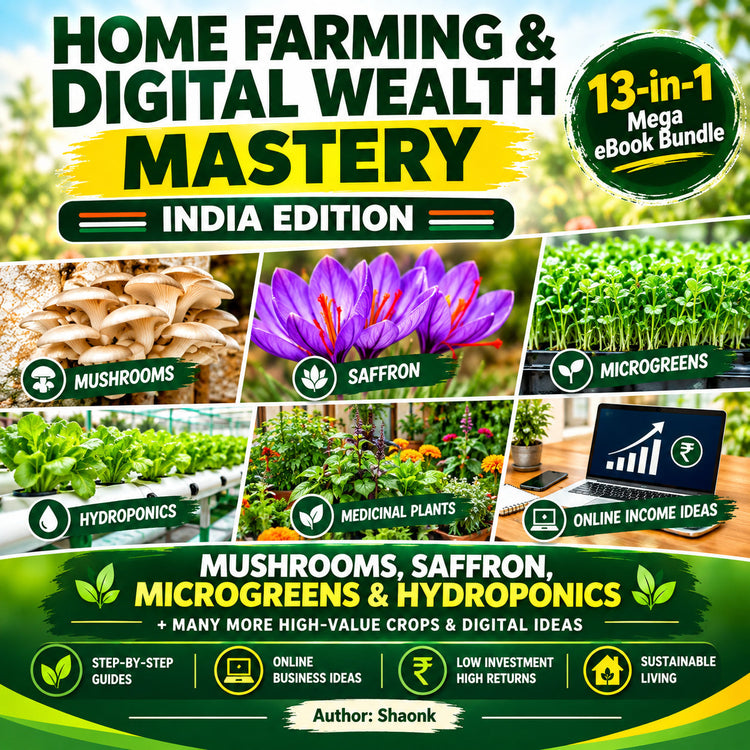 Home farming and plant business guides for India including microgreens, hydroponics, mushrooms and terrace gardening