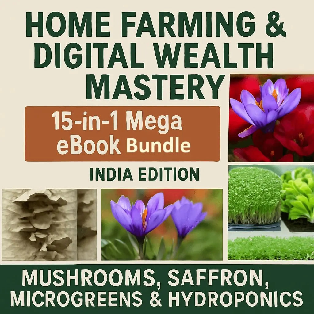 Urban Farming eBooks India collection cover - hydroponics, mushroom, saffron, microgreens and terrace gardening guides