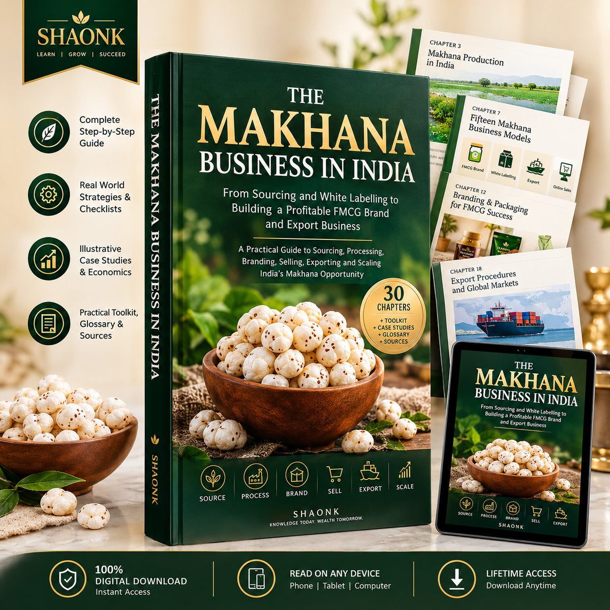 Makhana Business in India – Complete Guide to Sourcing, White Labelling, Branding & Export | eBook