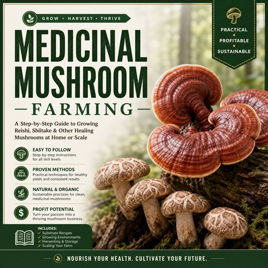 Medicinal mushroom farming guide eBook cover