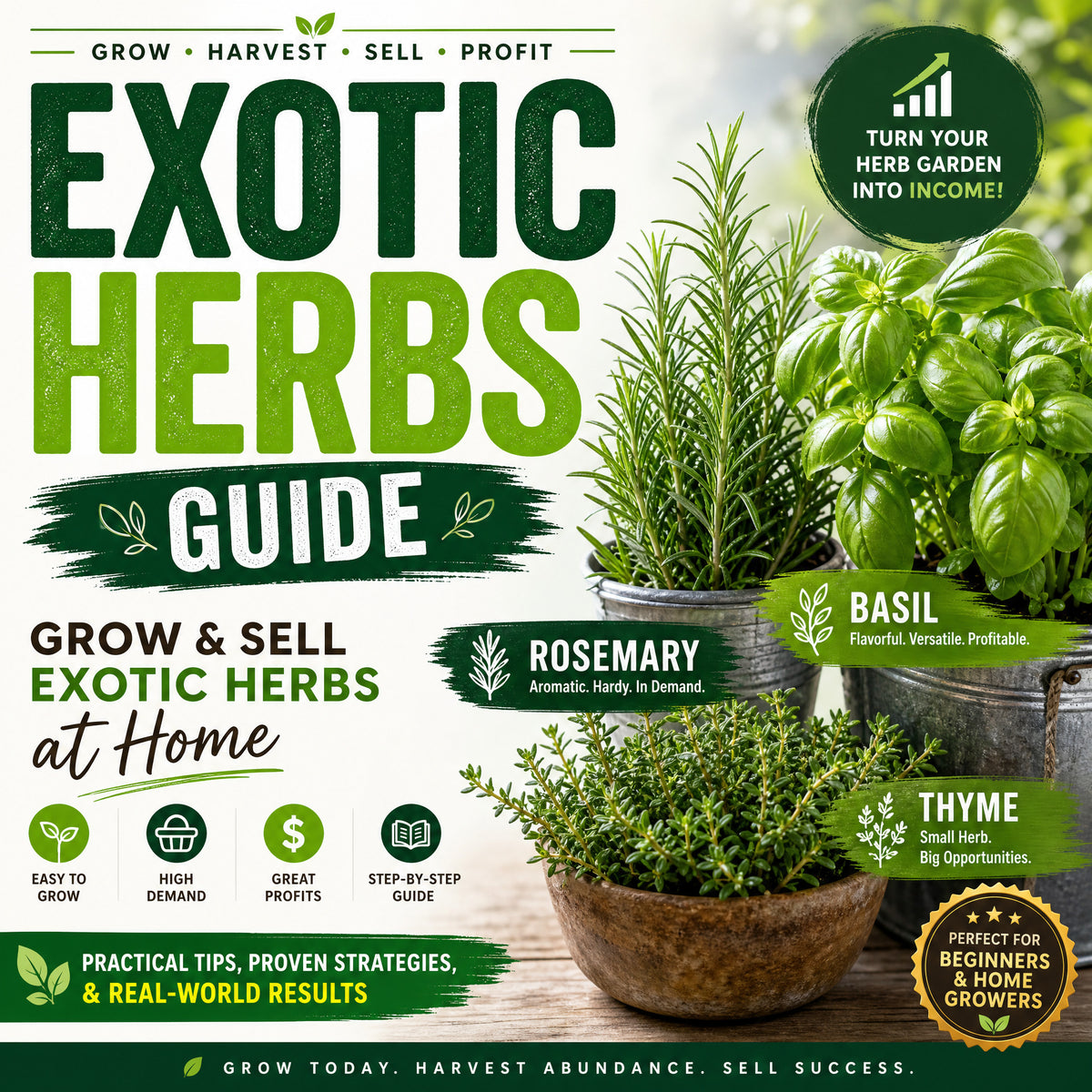 Exotic herbs home growing guide India eBook cover