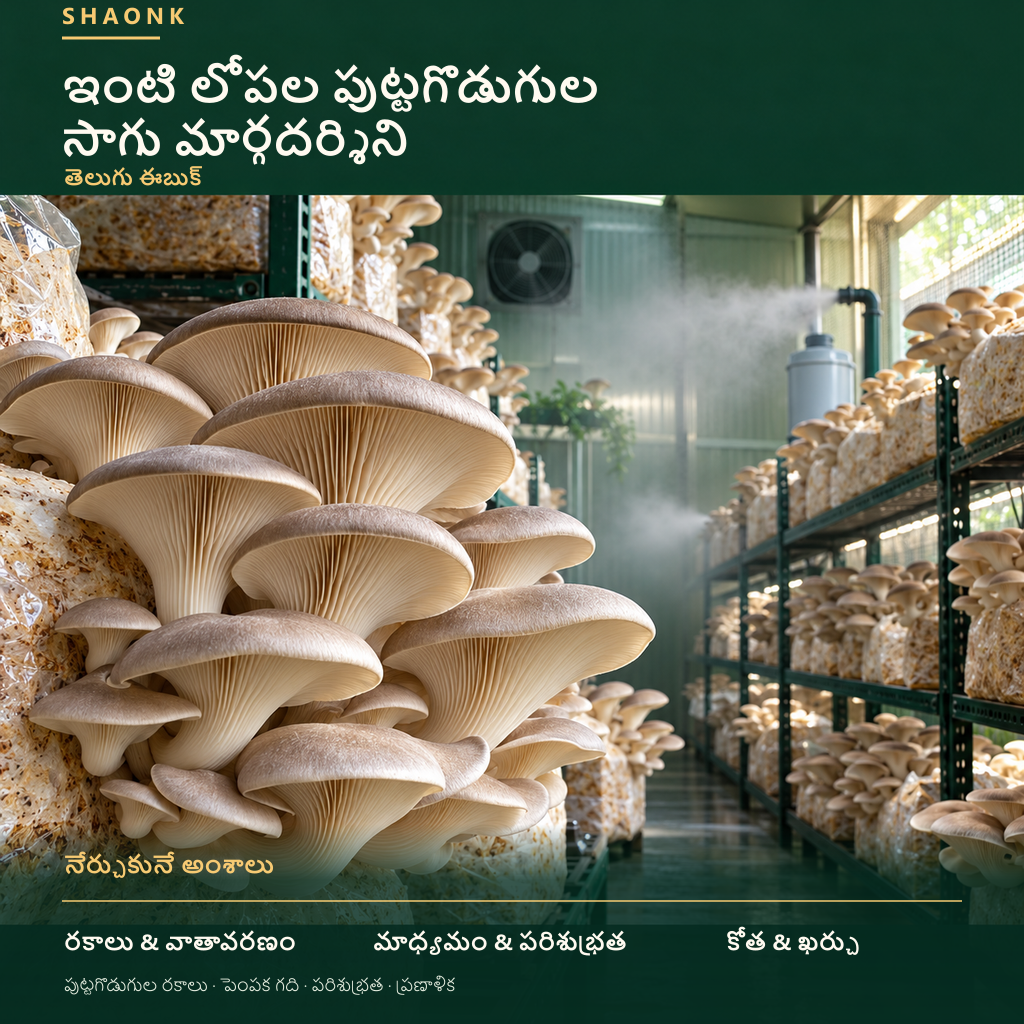 ఇంటి లోపల పుట్టగొడుగుల సాగు — తెలుగు ఈబుక్ కవర్