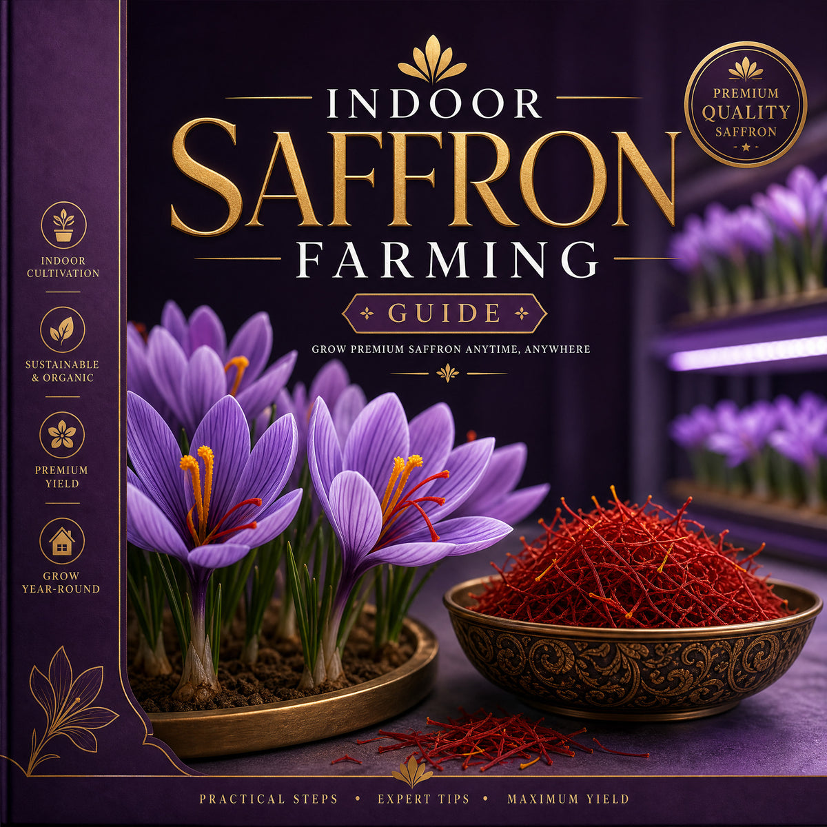 Indoor saffron farming guide India eBook cover