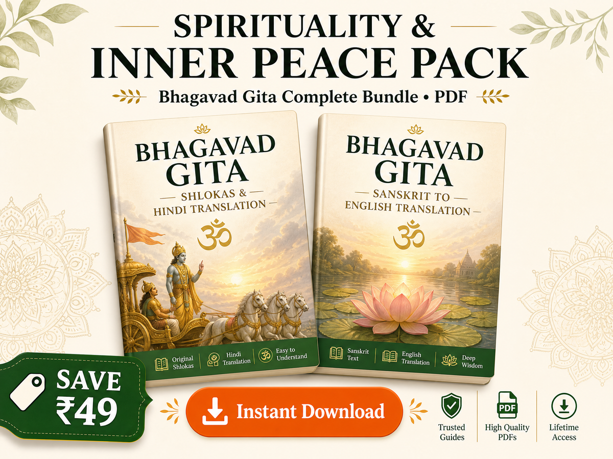 Spirituality & Inner Peace Pack | Bhagavad Gita Complete Bundle + Translations (3-Guide PDF)