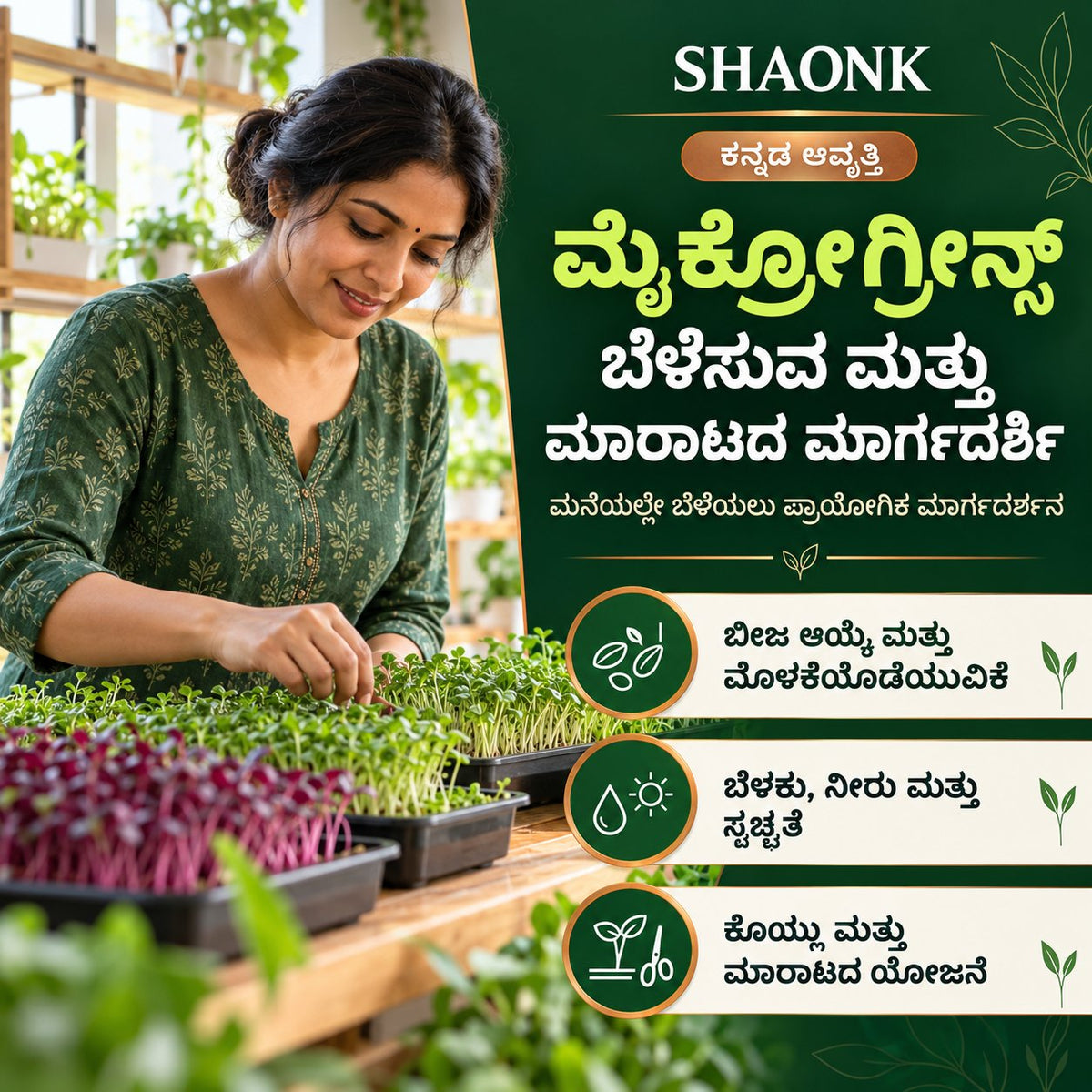 Kannada ebook: Microgreens growing and selling — seed selection, growing care, harvest and sales planning.